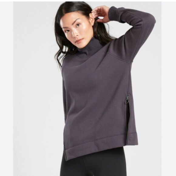Athleta Cozy Karma Size Zip Funnel Neck Sweatshirt Size Medium - Picture 1 of 8